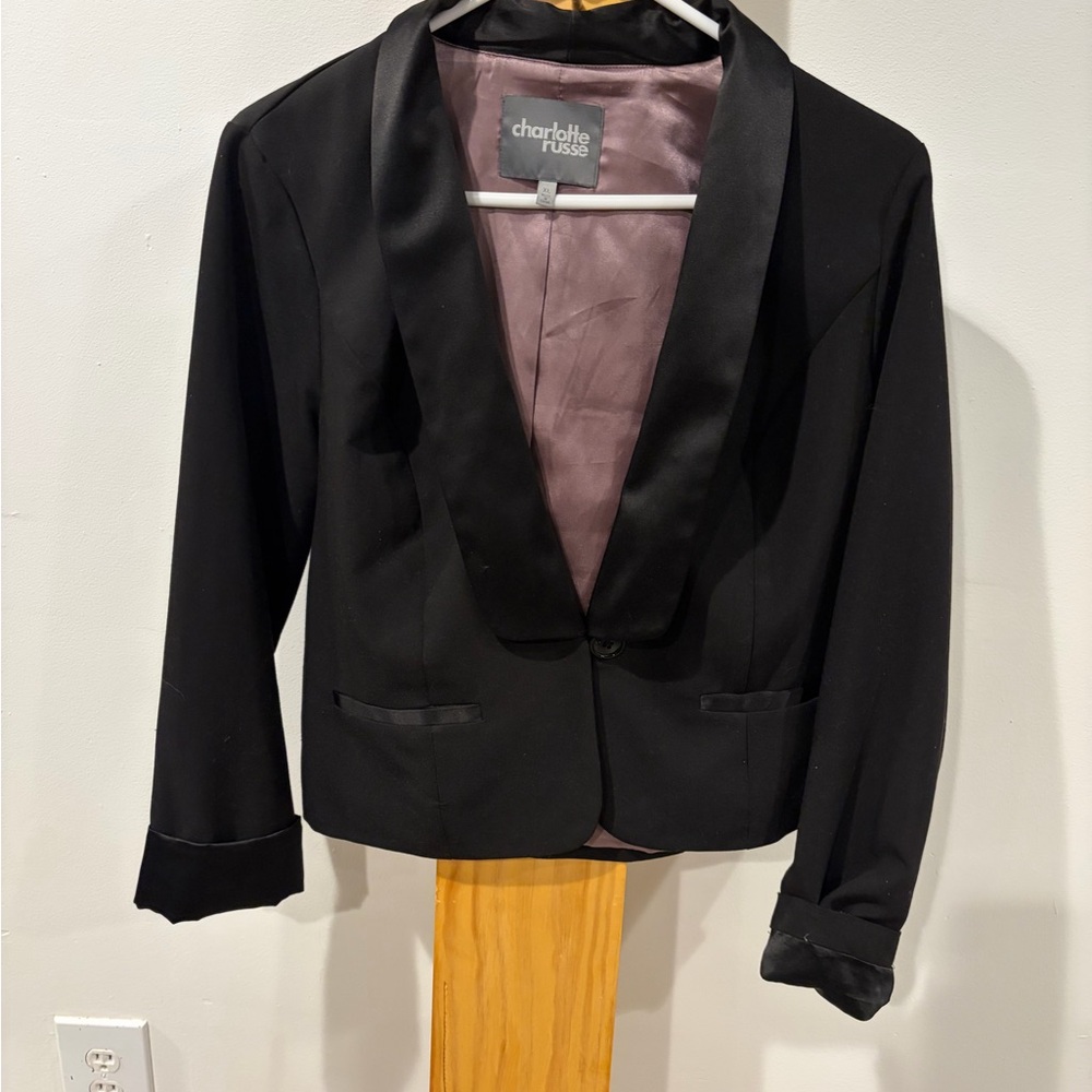 Charlotte Russe Black Satin Blazer